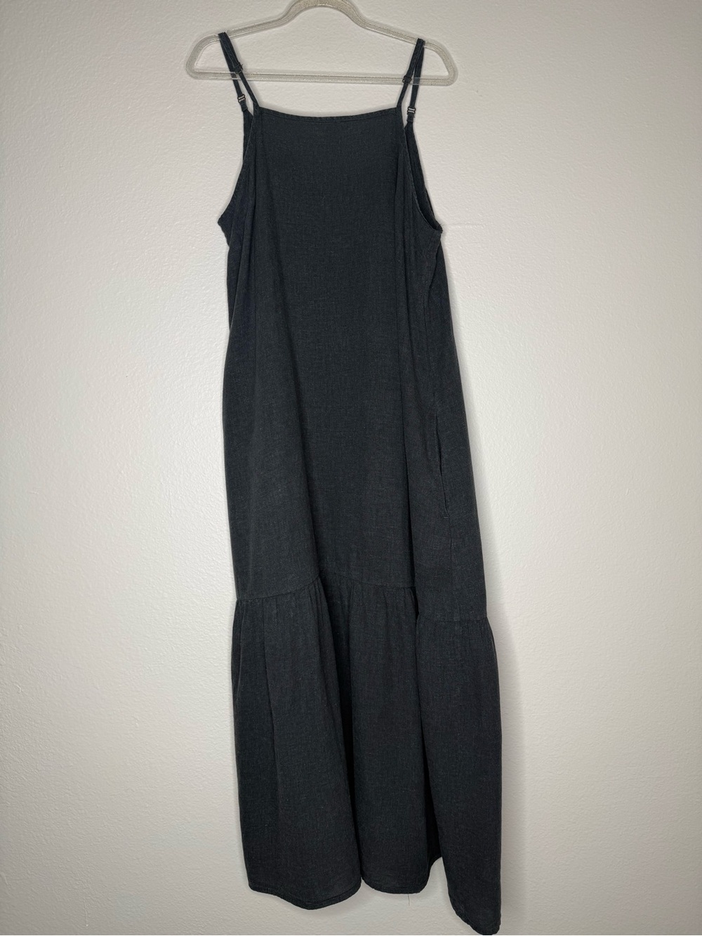 Patagonia Grey Midi Slip Dress with Tiered Skirt Hemp Blend Lg
